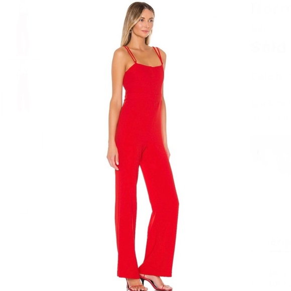 NEW NBD REVOLVE RED BUTTON-FRONT JUMPSUIT - Picture 4 of 7